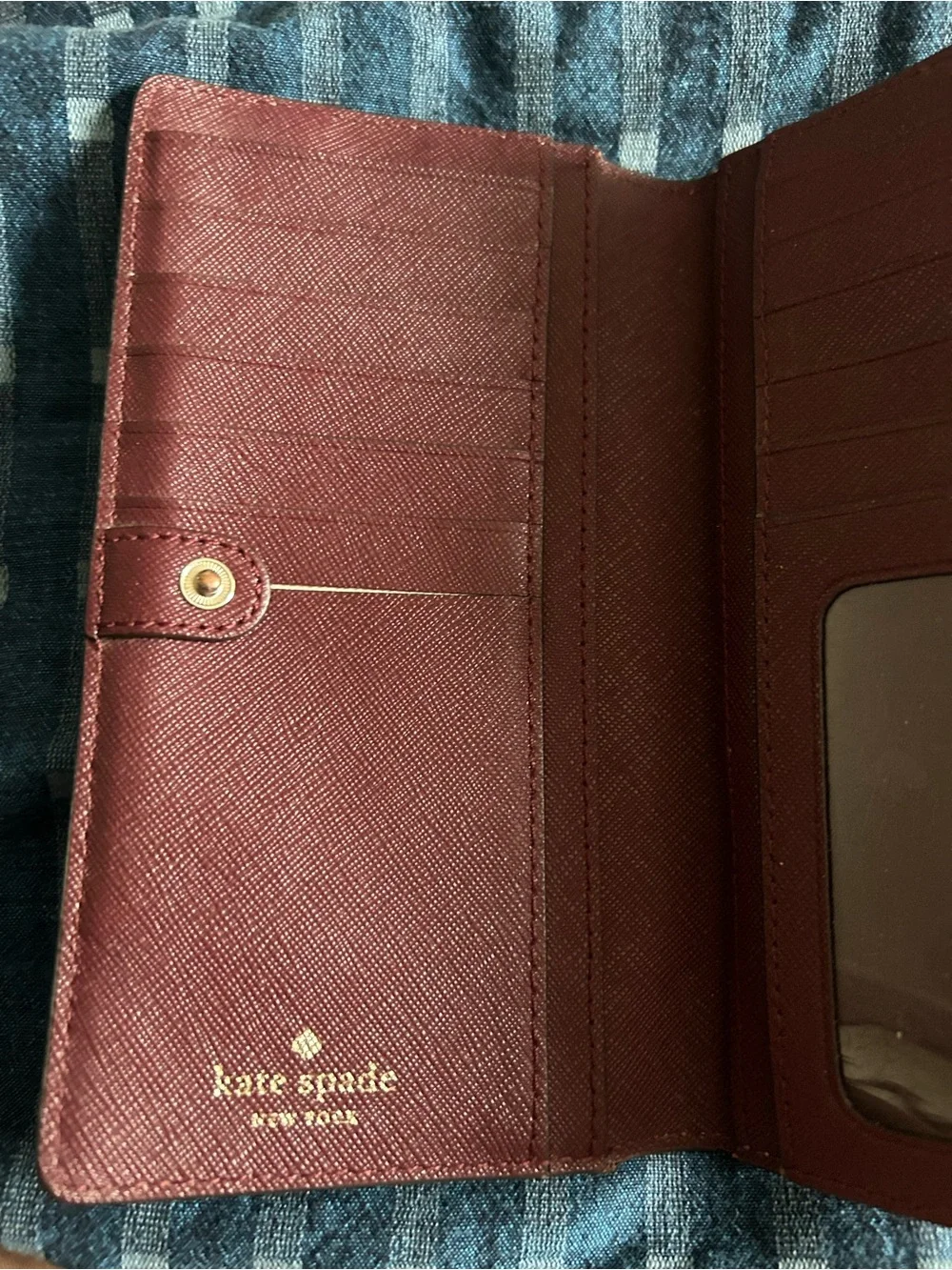 Kate Spade Veronica slim bi fold Pebbled Leather Wallet - ballet pink outside